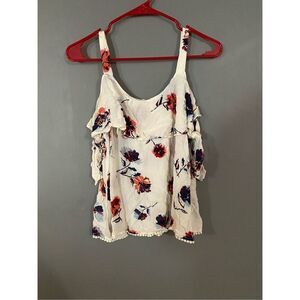 Maurices Cold Shoulder Watercolor Floral Layered Top Size Small